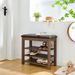A Height-adjustable Shoe-changing Bench Made Of High-quality Wood, Equipped With A Comfortable Seat And Concealed Storage Space,Natural Rubber Wood,Brown_maomaolike.com