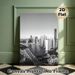 Urban Riverfront Skyline Painting Poster, Monochrome Minimalist Cityscape With Bridge & Skyscrapers Poster, Sleek Urban Wall Decor Suitable For Living_maomaolike.com