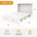 Queen Size Murphy Bed Frame With Drawers Murphy Chest Bed With Charging Station, 2 USB Ports Mobile Murphy Bed Sleeping Arrangement For Multipurpose Area For Bedroom Living Room Guest Room White&Wood_maomaolike.com