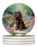 Sussex Spaniel Spring Path Large Sandstone Coasters Pack Of 4 Absorbent Round Coasters Decor Gifts For Men Or Women, 4 In, Multicolor_maomaolike.com