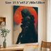 Cyberpunk Hooded Warrior Painting Poster, Dark Moody Textured Cyberpunk Poster, Striking Armored Figure With Weapon Against Fiery Red Circle, Ideal_maomaolike.com