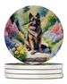 Belgian Tervuren Spring Path Large Sandstone Coasters Pack Of 4 Absorbent Round Coasters Decor Gifts For Men Or Women, 4 In, Multicolor_maomaolike.com