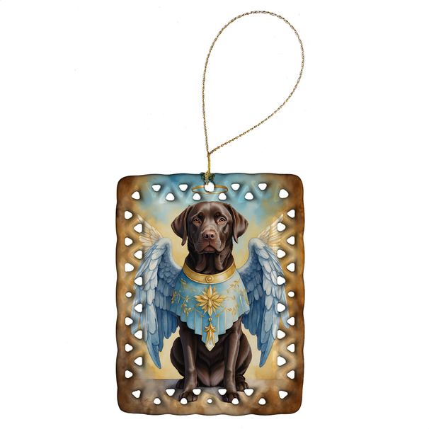 Chocolate Labrador Retriever My Angel Porcelain Ornament Christmas Tree Hanging Decorations For Home Christmas Holiday, Rectangle, Gift, Multicolor_maomaolike.com