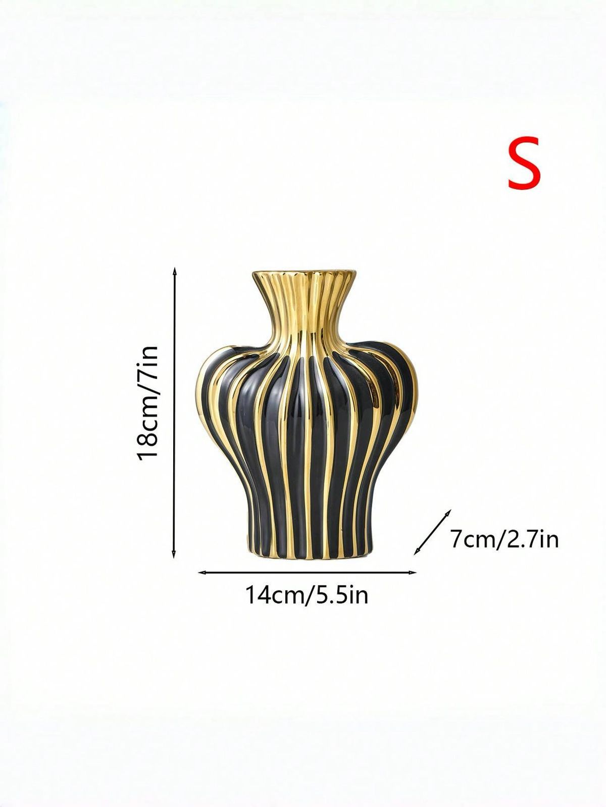 Striped Color Block Ceramic Vase For Elegant Floral Arrangements, Ideal For Entryway, Living Room & Balcony Decor, Versatile Home Accent_maomaolike.com