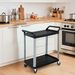 SOGA 2 Tier Food Trolley Portable Kitchen Cart Multifunctional Big Utility Service With Wheels 950x500x640mm Black_maomaolike.com