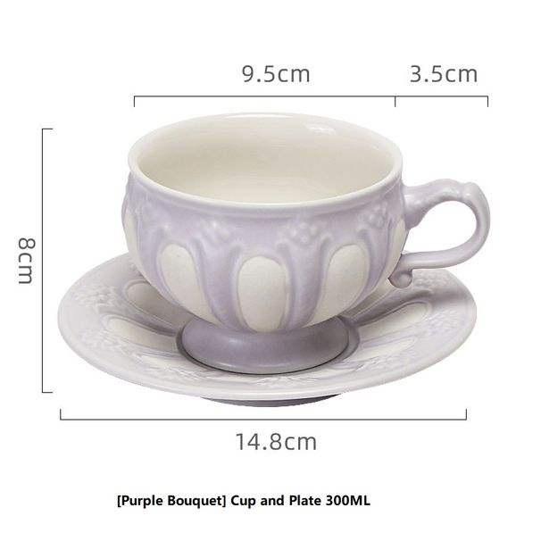 French Relief Retro Ceramic Coffee Cup And Plate Set, Afternoon Tea Set, Elegant Black Tea Cup, Luxurious European And English Style_maomaolike.com