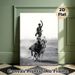 Traditional Equestrian Stunt Painting Poster, Monochrome Dynamic Rider-on-Two-Horses Scene Poster, Dramatic Vintage Art Suitable For Living Room_maomaolike.com