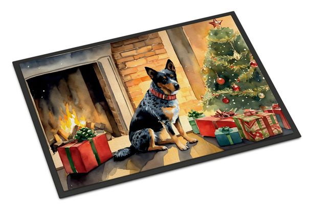 Australian Cattle Dog Cozy Christmas Doormat Front Door Mat Indoor Outdoor Rugs For Entryway, Non Slip Washable Low Pile, 24H X 36W_maomaolike.com