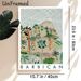 Barbican Greenhouse Painting Poster, Soft Watercolor Style Lush Tropical Plants & Geometric Structure Poster, Adds Serene Natural Touch For Living_maomaolike.com