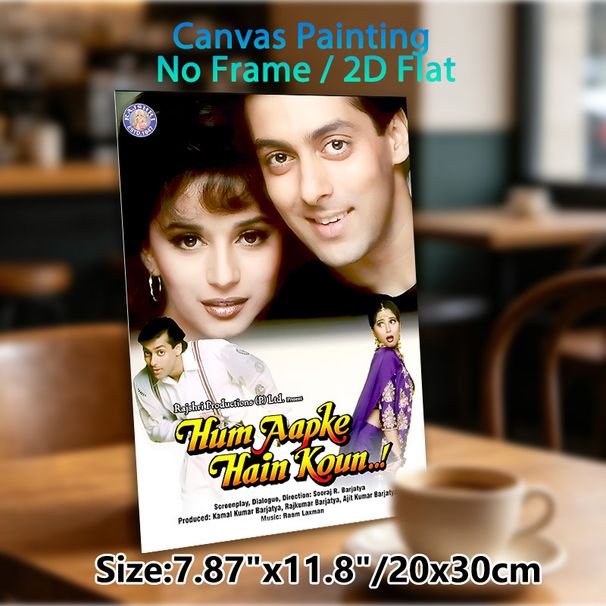 Bollywood Movie Hum Aapke Hain Koun Painting Poster, Vibrant Retro Bollywood Film Scene Poster, Nostalgic Cinematic Artwork Ideal For Home Theater_maomaolike.com