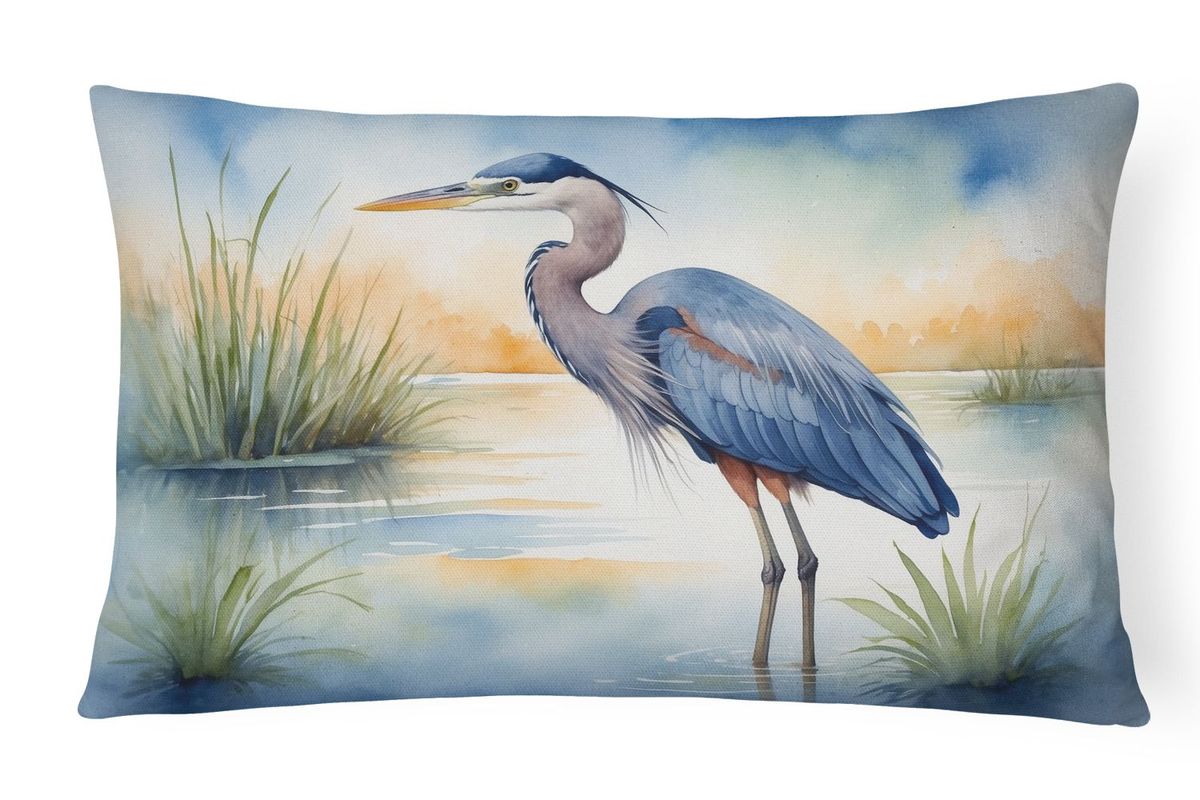 Birds, Birds, Birds Throw Pillow Throw Pillow For Indoor Couch Bed Outdoor Patio Washable, Blue Heron Emerging 7491,12Hx16W_maomaolike.com
