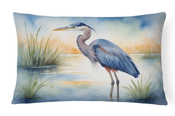Birds, Birds, Birds Throw Pillow Throw Pillow For Indoor Couch Bed Outdoor Patio Washable, Blue Heron Emerging 7491,12Hx16W_maomaolike.com