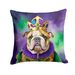 English Bulldog King Of Mardi Gras Throw Pillow Machine Washable, Indoor Outdoor Decorative Pillow For Couch, Bed Or Patio, 18Hx18W_maomaolike.com