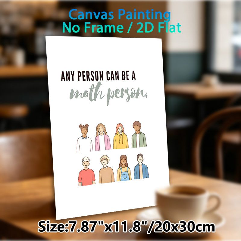 Math Inspirational Painting Poster, Warm Cartoon-style Diverse Figures Poster, Motivational Quote To Encourage Math Learning, Ideal For Classroom And_maomaolike.com