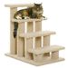 PawHut 25" 4-Step Multi-Level Carpeted Cat Scratching Post Pet Stairs, Beige_maomaolike.com