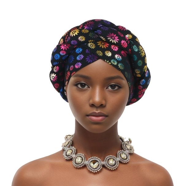 New Fashion Temperament Small Print Stamping Fried Dough Twists Braid Hat Muslim Baotou Headband_maomaolike.com