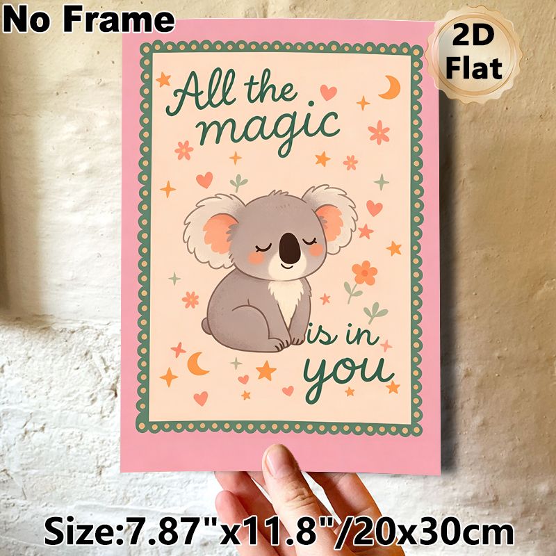 Koala Inspirational Quote Painting Poster, Cute Cartoon Style Poster, Lovely Koala With Warm Motivational Phrase, Decorated With Stars, Hearts And_maomaolike.com