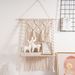 Minimalist DIY Bohemian Cotton Rope Woven Tassel Tapestry Shelf Home Living Room Homestay Hanging Decoration_maomaolike.com