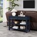 Retro Design Console Table With Two Open Shelves, Pine Solid Wood Frame And Legs For Living Room_maomaolike.com