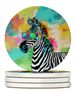 Hippie Animal Zebra Large Sandstone Coasters Pack Of 4 Absorbent Round Coasters Decor Gifts For Men Or Women, 4 In, Multicolor_maomaolike.com