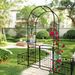 Metal Garden Arch With Gate 79.5'' Wide X 86.6'' High Climbing Plants Support Rose Arch Outdoor Black_maomaolike.com