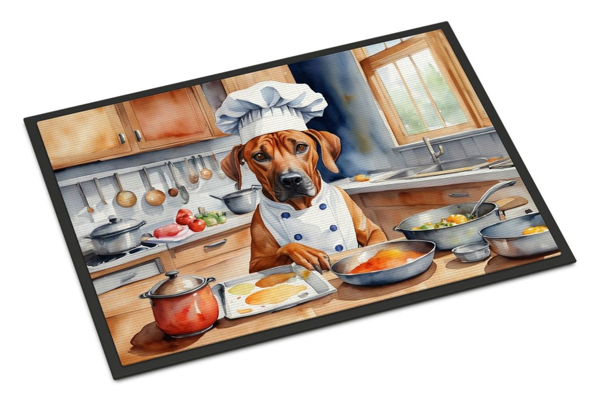 Rhodesian Ridgeback The Chef Doormat Front Door Mat Indoor Outdoor Rugs For Entryway, Non Slip Washable Low Pile, 24H X 36W_maomaolike.com