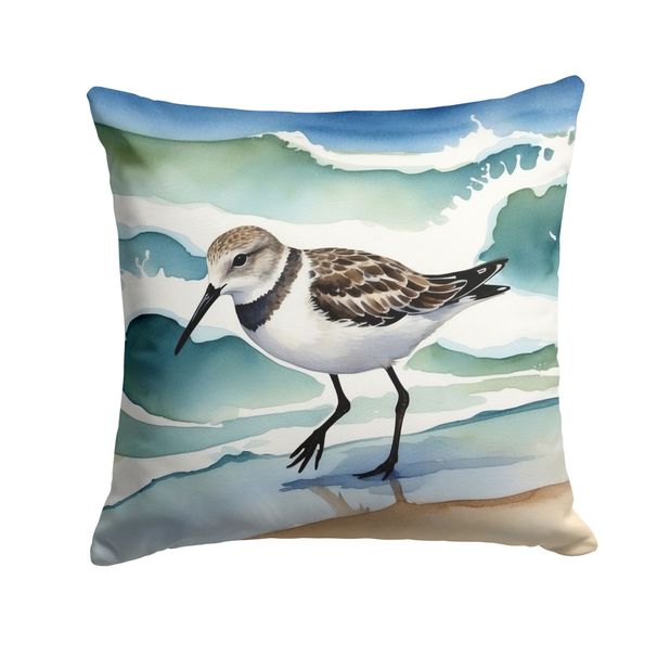 Sanderling Racing The Tide Throw Pillow Machine Washable, Indoor Outdoor Decorative Pillow For Couch, Bed Or Patio, 14Hx14W_maomaolike.com
