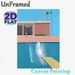 Poolside Modern Building Painting Poster, Minimalist Pastel-toned Pool Splash & Architecture Scene Poster, Calming Vacation-style Decor Ideal For_maomaolike.com
