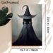 Witch Themed Painting Poster, Mysterious Dark-toned Witch Back View In Foggy Woods Poster, Builds Spooky Atmosphere, Ideal For Home And_maomaolike.com