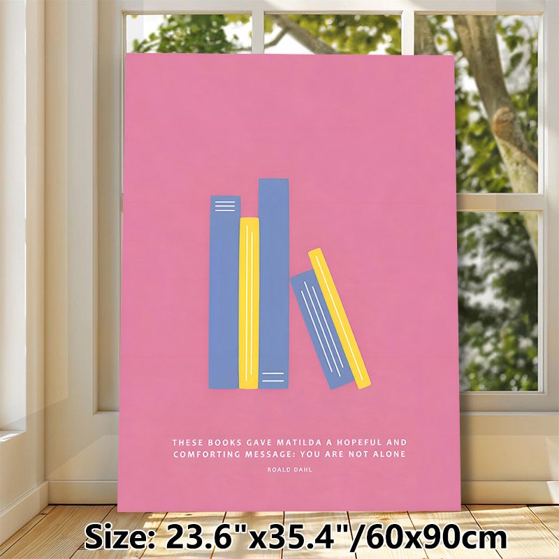 Inspirational Book Themed Painting Poster, Minimalist Colorful Stylized Blue & Yellow Books Poster, Warm Comforting Message Ideal For Home Reading_maomaolike.com