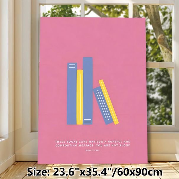 Inspirational Book Themed Painting Poster, Minimalist Colorful Stylized Blue & Yellow Books Poster, Warm Comforting Message Ideal For Home Reading_maomaolike.com