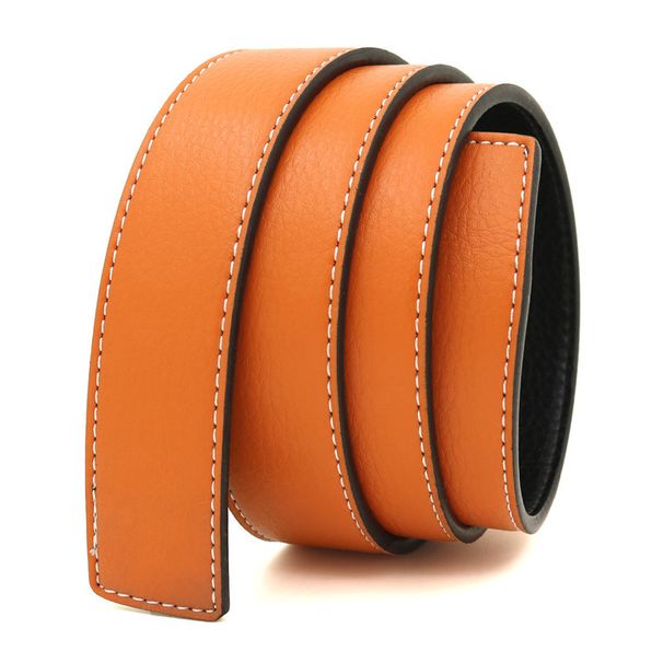 HOT New Women's and Men's Litchi grain holes No Buckle Brand Men High Quality Male Genuine Strap Jeans Belt 3.3cm_maomaolike.com