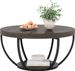 Wooden Coffee Table, 2-Tier Round Central Cocktail Table With Shelvesg_maomaolike.com