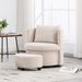 Upholstered Barrel Accent Chair With Ottoman, Living Room Side Chair With Storage, Single Sofa Armchair_maomaolike.com