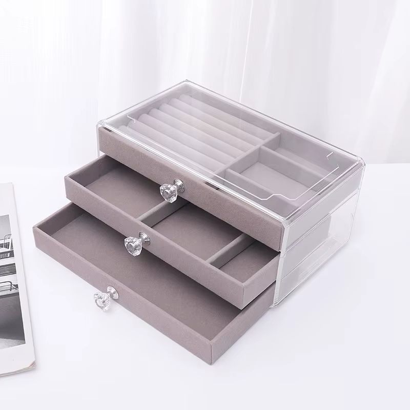 Three Layers Plastic Jewelry Box Jewelry Storage Box Jewelry Display Ring Earrings Necklace Acrylic Organizer Jewlery Holder_maomaolike.com