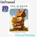 The Burrow Weasley House Painting Poster, Whimsical Rustic Lopsided Cottage With Autumnal Trees Poster, Warm Nostalgic Decor For Living Room, Bedroom_maomaolike.com
