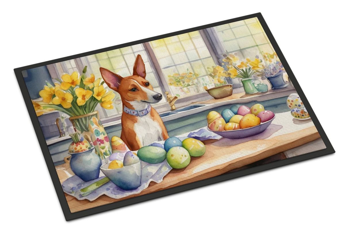 Decorating Easter Basenji Doormat Front Door Mat Indoor Outdoor Rugs For Entryway, Non Slip Washable Low Pile, 24H X 36W_maomaolike.com