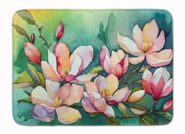 Louisiana Magnolias In Watercolor Memory Foam Kitchen Mat Machine Washable Anti-Fatigue Mat Cushion Comfort Bath Mat Or Kitchen Rug_maomaolike.com