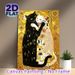 Embracing Black & White Cats Painting Poster, Gilded Ornate Art Style Poster, Vibrant Decorative Artwork Ideal For Living Room, Bedroom Wall Decor_maomaolike.com