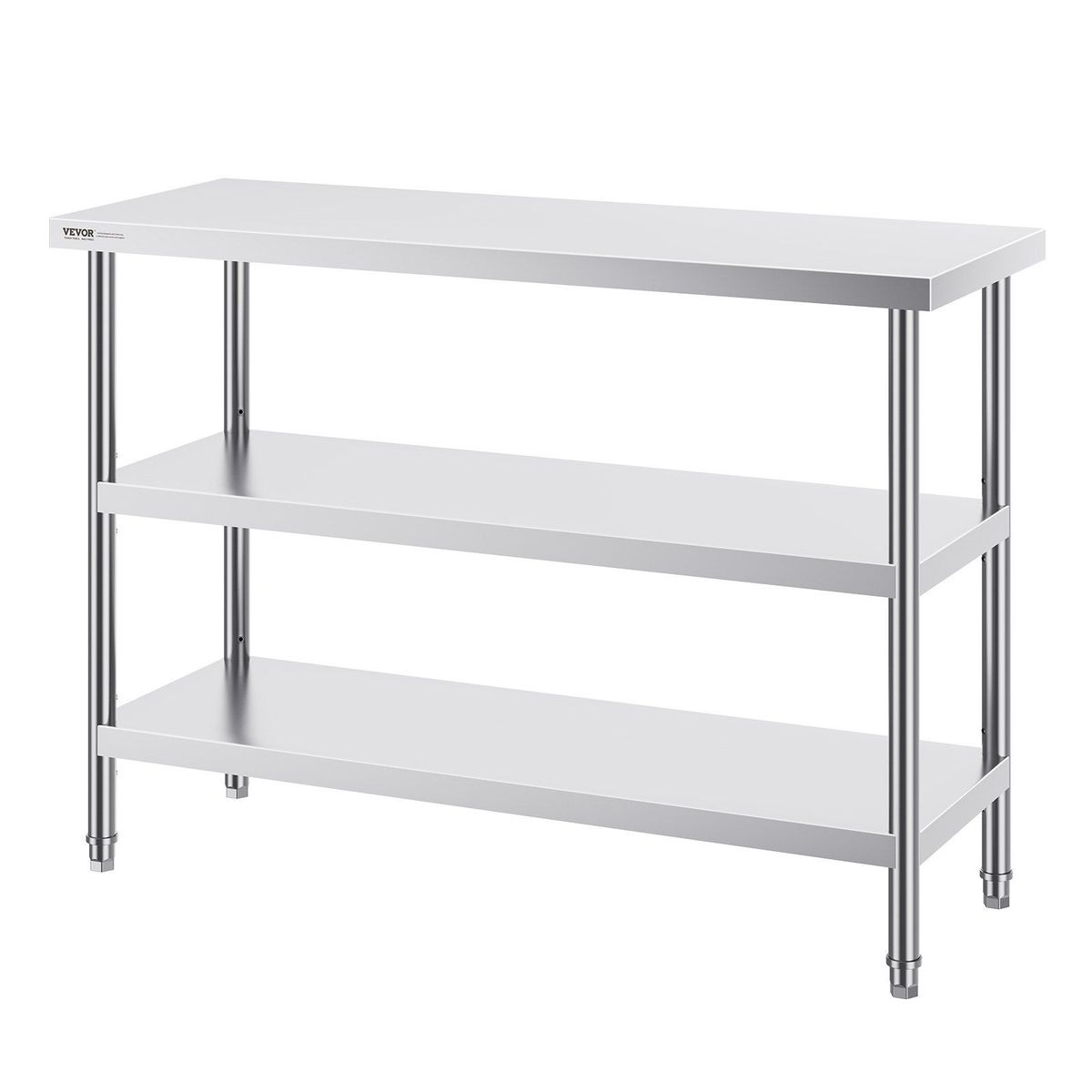 VEVOR Stainless Steel Food Prep Table, 18 X 48 X 34 Inch Commercial Kitchen Worktable, With 2 Adjustable Undershelf, Heavy Duty Prep Table Metal Work Table For BBQ, Kitchen, Home, And Garage_maomaolike.com