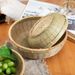Storage Household Round Rattan Steamed Bun Fruit First Layer Green Woven Products Bamboo Basket_maomaolike.com