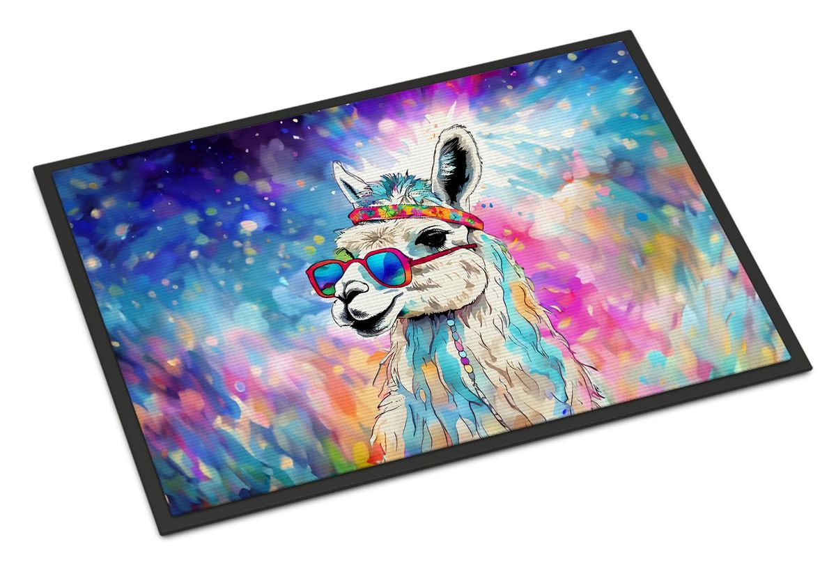 Hippie Animal Llama Doormat Front Door Mat Indoor Outdoor Rugs For Entryway, Non Slip Washable Low Pile, 24H X 36W_maomaolike.com