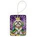 Lhasa Apso King Of Mardi Gras Porcelain Ornament Christmas Tree Hanging Decorations For Home Christmas Holiday, Rectangle, Gift, Multicolor_maomaolike.com