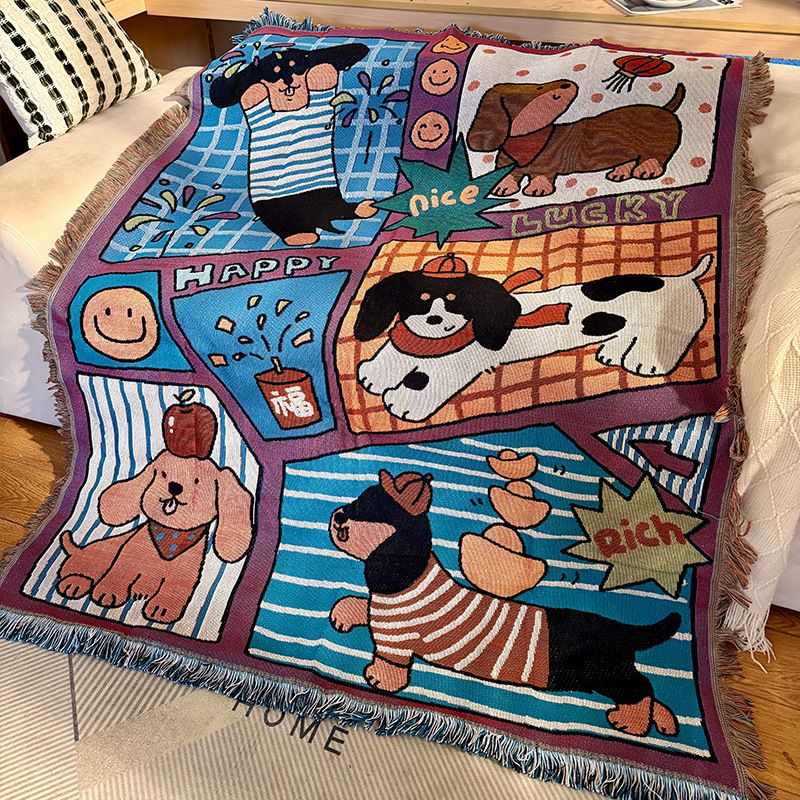 Cartoon Thickened Cotton New Winter Anti-Cat Scratch Full Cover Single Seat Sofa Blanket_maomaolike.com