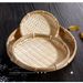 Woven Dustpan Dessert Plate Non-Porous Round Vegetable Washing Storage Fruit Basket Drying Farmhouse Handmade Bamboo_maomaolike.com