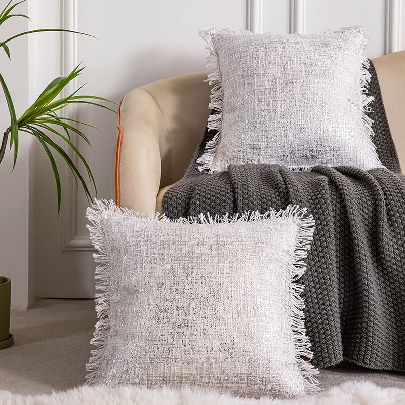 Home Textile Tassel Edge Simple Versatile Pillow Cover Home Sofa Living Room Cushion Cover Does Not Contain Core_maomaolike.com