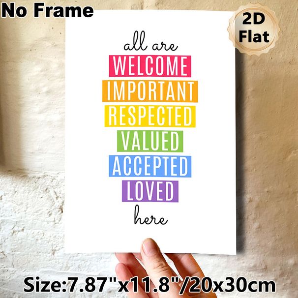 Welcoming Inclusive Slogan Painting Poster, Vibrant Color-block Typographic Poster, Warm Accepting Message, Ideal For Office, Living Room And Shared_maomaolike.com