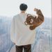 Men's Clothing Factory direct sales men's autumn and winter long sleeved lamb wool embroidery flocking cute little bear loose lazy style sweater men_maomaolike.com