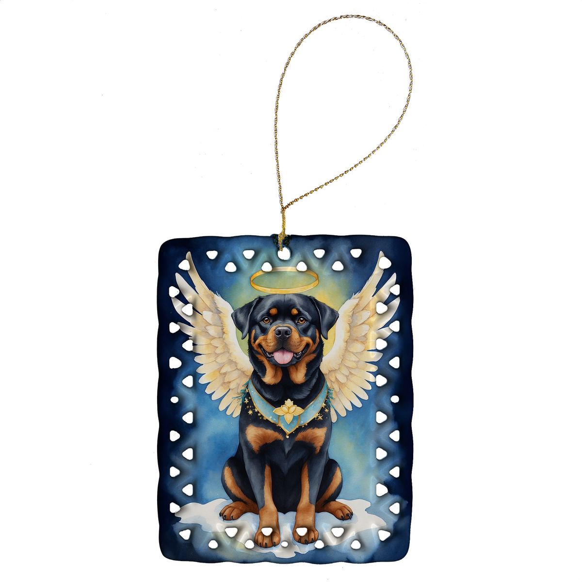Rottweiler My Angel Porcelain Ornament Christmas Tree Hanging Decorations For Home Christmas Holiday, Rectangle, Gift, Multicolor_maomaolike.com