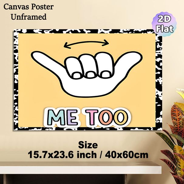 Me Too Gesture Painting Poster, Cute Minimalist Line Art Poster, Vibrant Playful Typography Design, Ideal For Bedroom, Living Room Or Dorm_maomaolike.com